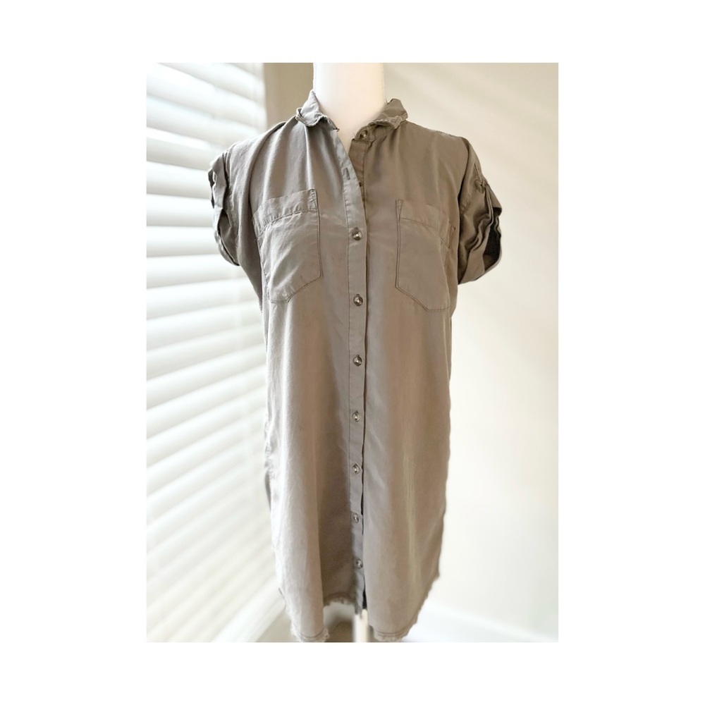 Thread & Supply Taupe Casual Shirt Dress